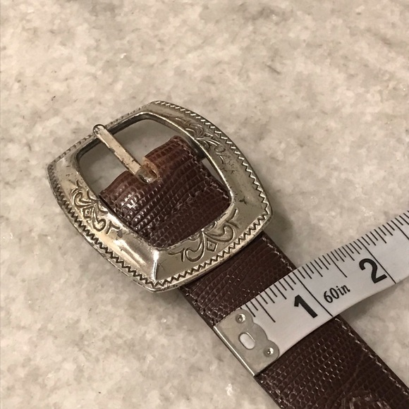 Vintage Ladies Western Belt Womens 34 Brown Silver Concho Cowgirl Rodeo Ranch - Picture 5 of 8
